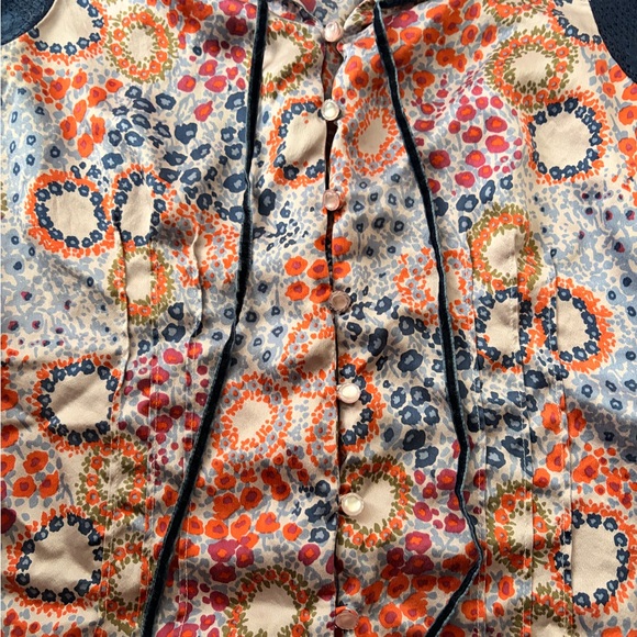 Free People Multicolor Floral Top with Navy Lace - Picture 2 of 3